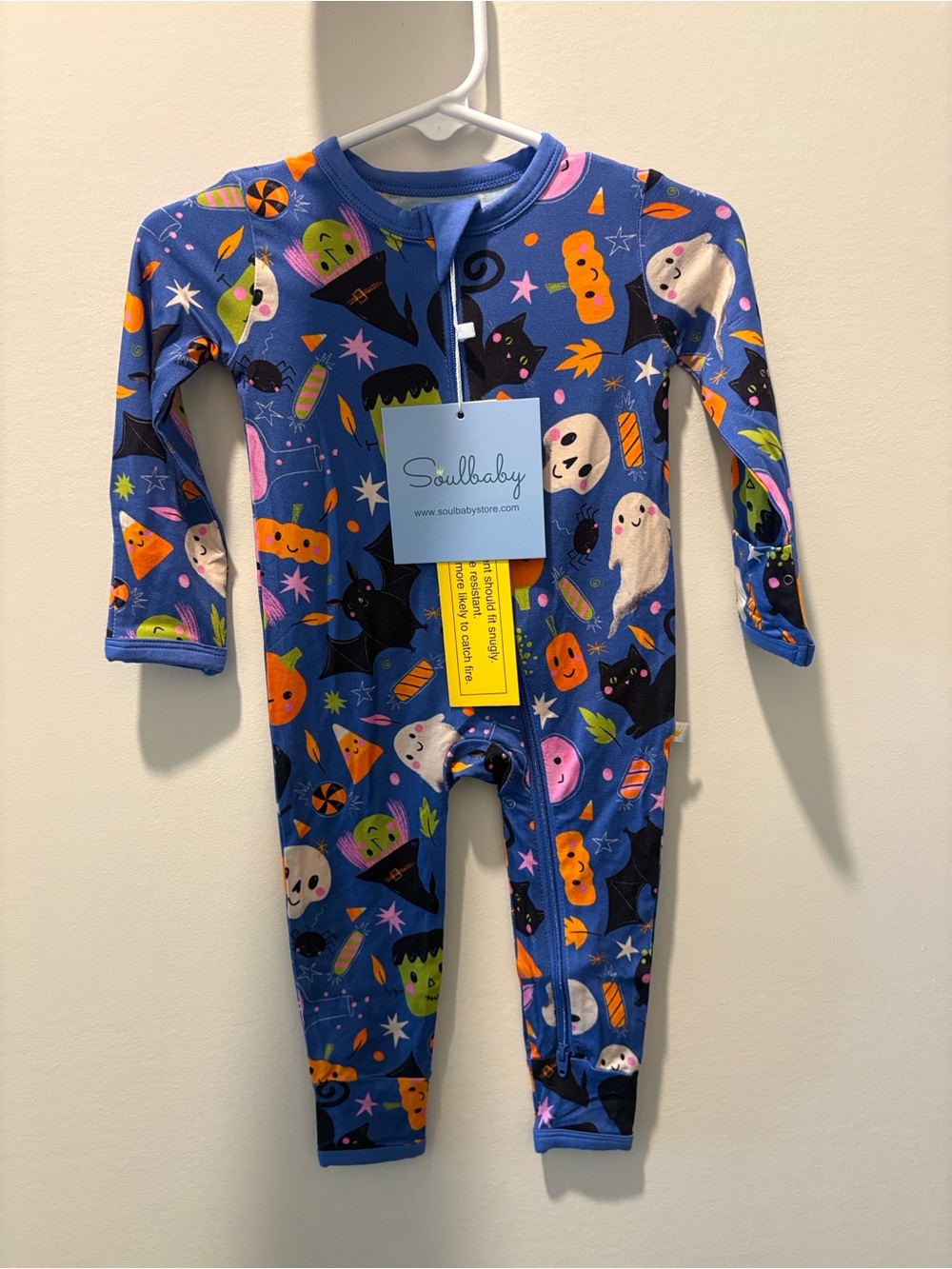 Blue Halloween Print Kids One-Piece Bamboo Sleeper